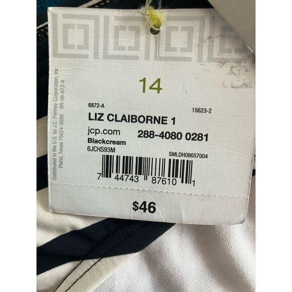 NEW Liz Claiborne Bikini Swimsuit Bottoms Navy Cream Stripe Size 14 - Picture 6 of 6